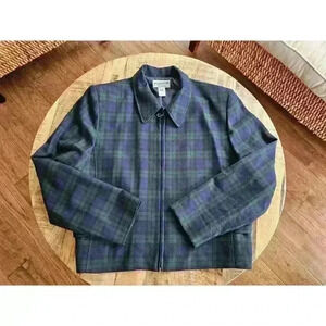 Pendleton Women's Wool Tartan Plaid Jacket Size 14 Made In USA